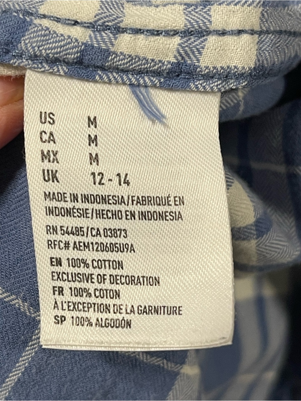 American Eagle Outfitters Blue and White Plaid Shirt - Picture 6 of 6